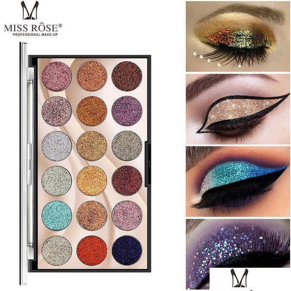 Sombra dos olhos Miss Rose 18 colorido Eyeshadow Galaxy Glitter Shimmer Golden Metallic Profesional LECHINS PALETTE DROP ENSELHO BEA DHYS7