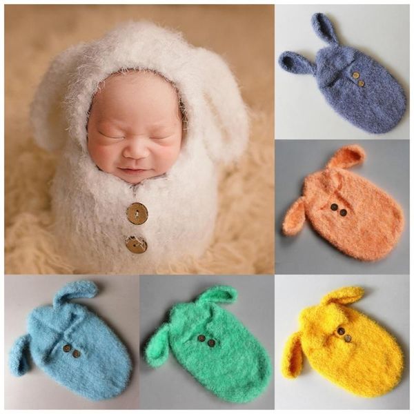 Cobertores panorâmicos de bebê macio para dormir chapéu de chapéu de meninos meninas poções de tiro de roupas nascidas de pografia adereços de crochê roupas infantis