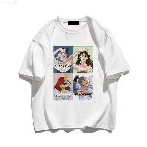 T-shirt da uomo estate stile coreano uomo donna maglietta cotone pop gruppo anime stampa maglietta oversize manica corta abbigliamento uomo spedizione gratuita Z0221