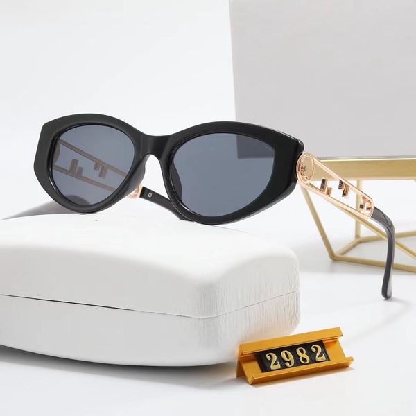 Модельер -дизайнер солнцезащитные очки Классические очки Goggle Outdoor Beach Sun Glasses для мужчины Женщина 7 Цвета Пополнительная треугольная подпись FF2982 с коробкой