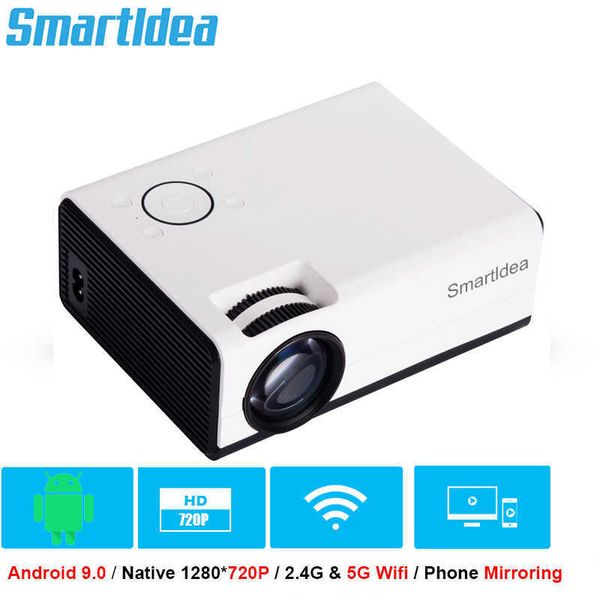 Projektoren SmartIdea T01A HD Mini-Projektor Native 1280x720P LED Android 90 5G WiFi Video Beamer Heimkino Smart 3D Movie Game Proyector J230221