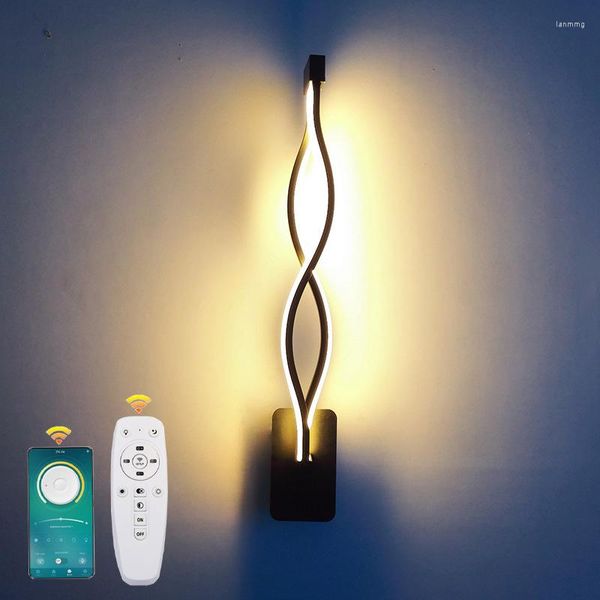 Настенная лампа светодиодная скандинавская простой творческий волнистый тип 2,4 г Bluetooth Трехцветный температурный пульт дистанционного управления прикроватный кровать декорация