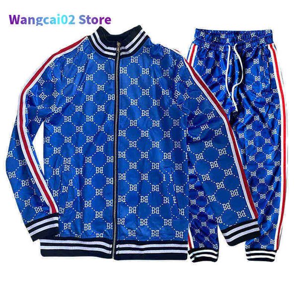 Men's Tracksuits Novos coloridos de trajes mapeados coloridos conjuntos de rastreio masculino zíper casual colar-up sportswear 3d impressão masculino de pocket moda Men rastrear 022123h