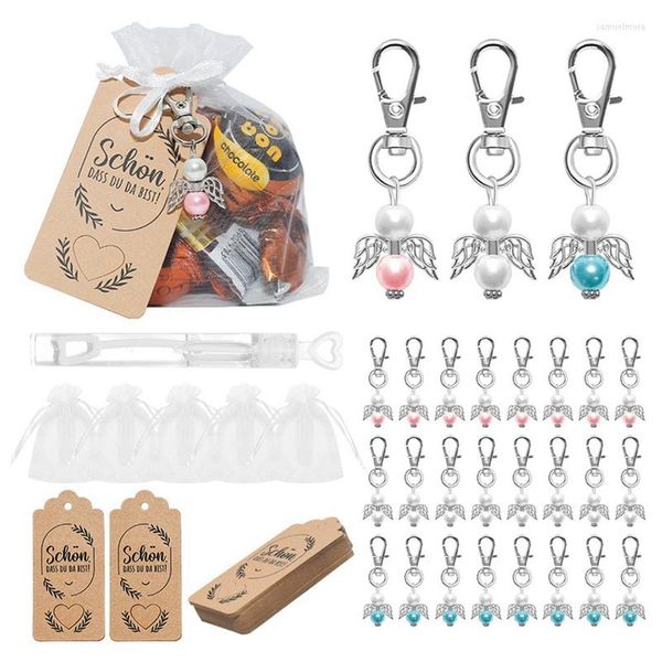 Anahtarlıklar 30 Set Melek Keychain Keying Düğün Partisi Misafirler için Bebek Duş Hediyeleri Aksesuarları