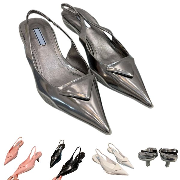 Tasarımcı Kadınlar Düşük Topuklu Sandallar Doğru Yumuşak İnek Deri Ayakkabıları ile Ünlü Yaz Kaydırıcıları D Orsay terlik ayak parmağı bayanlar 3cm toptan fiyat 35-41