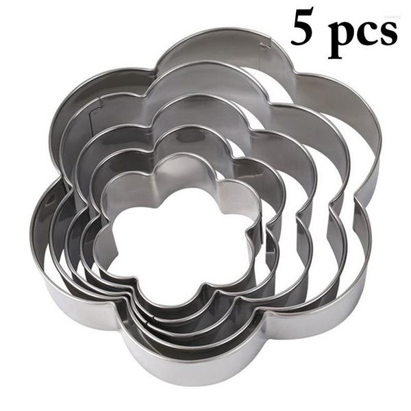 Moldes de cozimento 5pcs Flor Cookie Cutter Molde de bolo de aço inoxidável para biscoitos Diy FONDANT PASSE Decorating Kitchen Tools