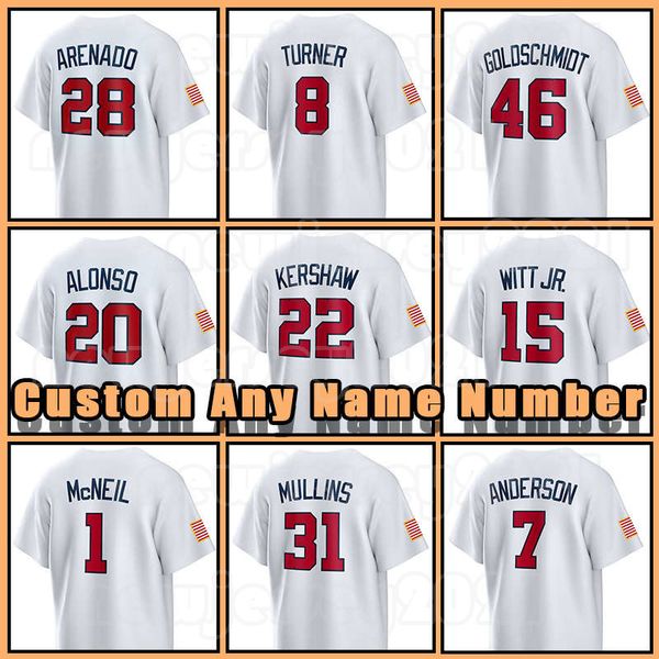 Mike Trout Bobby Witt Jr. 2023 World USA Maglia da baseball Nolan Arenado Clayton Kershaw J.T. Realmuto Mookie Betts Kyle Tucker Schwarber Paul Goldschmidt Pete Alonso