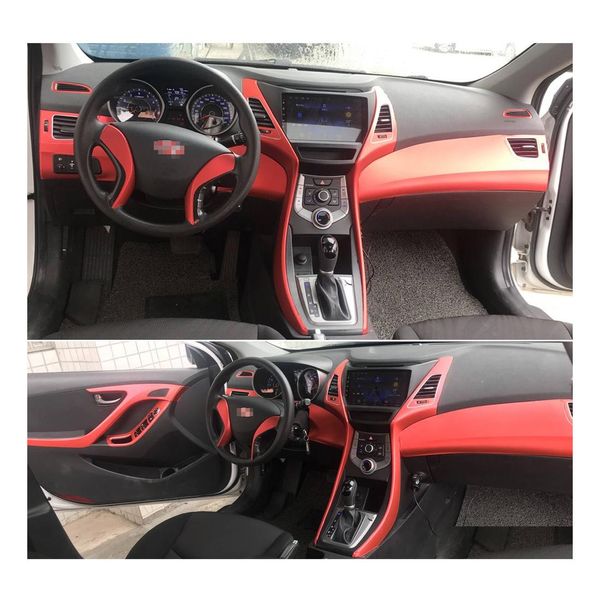 Adesivi per auto per Hyundai Elantra Md 2012 Pannello di controllo centrale interno Maniglia per porta Decalcomanie in fibra di carbonio Styling Accessorie Drop Deli Dhrhf