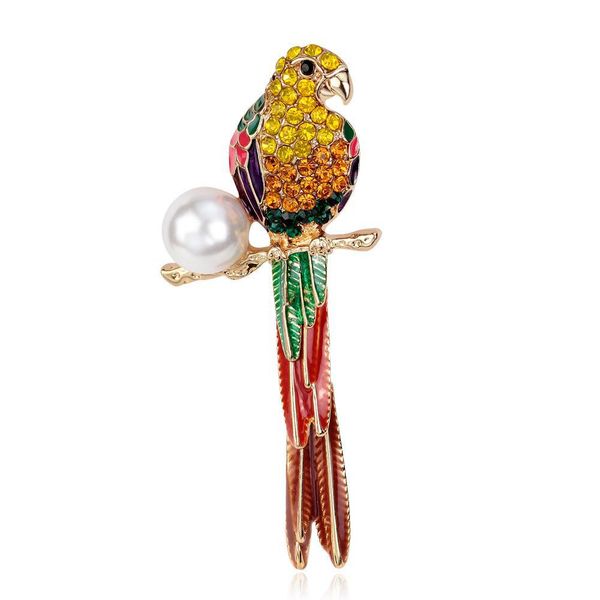 Spille Spille All'ingrosso Grandi Uccelli Gufi Smalto di cristallo Oggetti d'antiquariato Bouquet Spilla pappagallo Pin Sciarpa Clip Gioielli Goccia Dhtxd