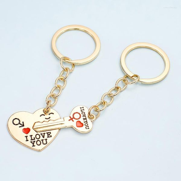 Keychains Styles 1 par casal I Love You Letter Keychain Heart Key Ring Loves
