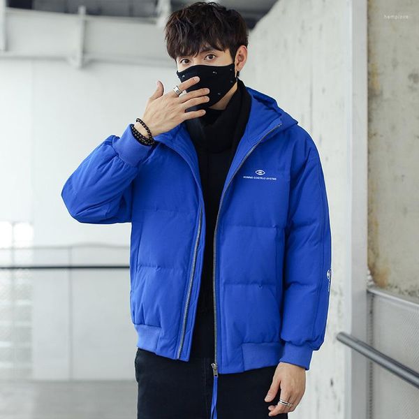 Piumini invernali da uomo Take Logo Handsome Bread Warm Hooded Jacket Youth Short Coltsfoot Coat Pure Color