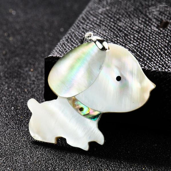 Anhänger Halsketten Shell Hund Halskette Natürliche Abalone Weiße Nähte Tier Niedlichen Pullover Kette Schmuck Zubehör