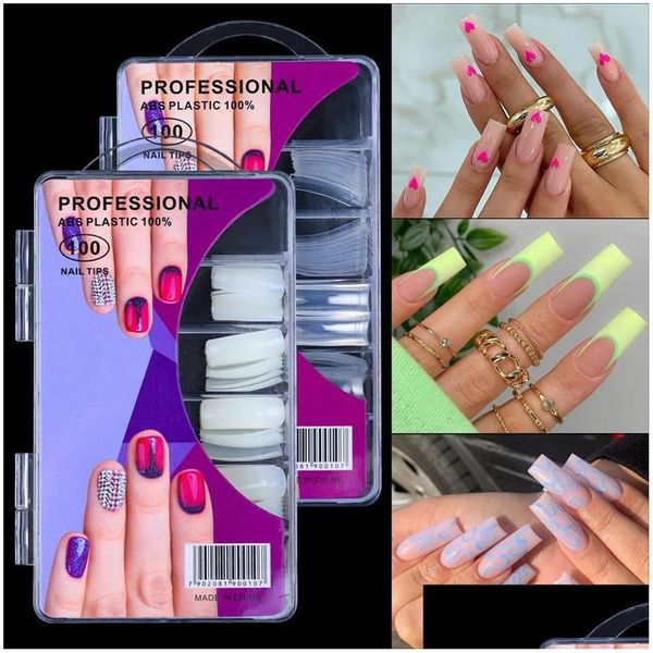 False unhas 100pcs francês Fake Natural Solid Color Matte Falta Dicas Manicure Ferramenta de Arte Droga Droga Saúde Salão de Beleza DHIBO