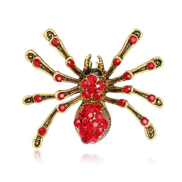 Spille Spille All'ingrosso Cristallo da donna Big Spider Pin Spilla Ciondolo Costume di Halloween Accessori per gioielli Donna Animale Dh37N