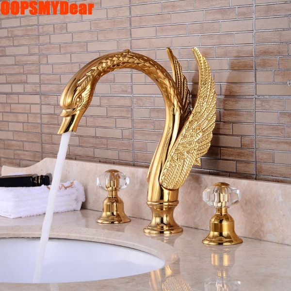 Раковина ванной комнаты Good Swan Caucet Cold Mixer Basin Basin 3 отверстия двойная рука