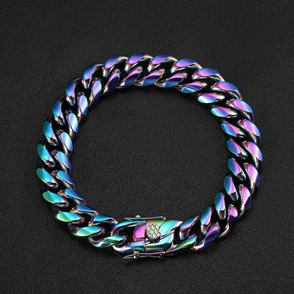 Schmuck Armbänder Kette Stahl Wasserhahn Schnalle kubanische Kette Hip-Hop-Armband Modemarke Herren Titan Stahl Armband Schmuck für Männer