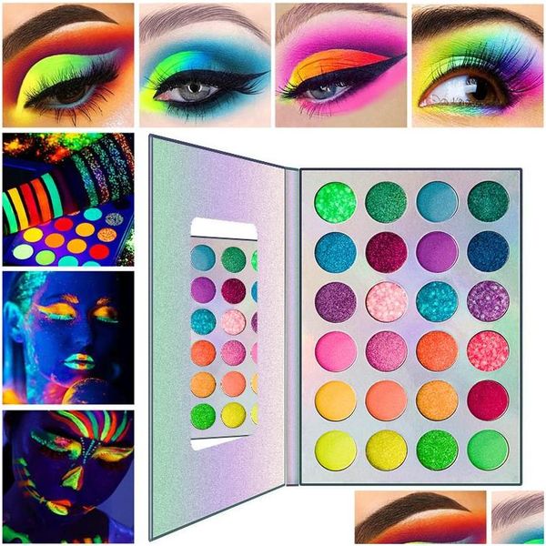 Sombra dos olhos 24 cores coloridas coloras de sombra paleta de sombras luminosa maquiagem brilho fluorescência shimmer grow entrega de saúde olhos dhtl9