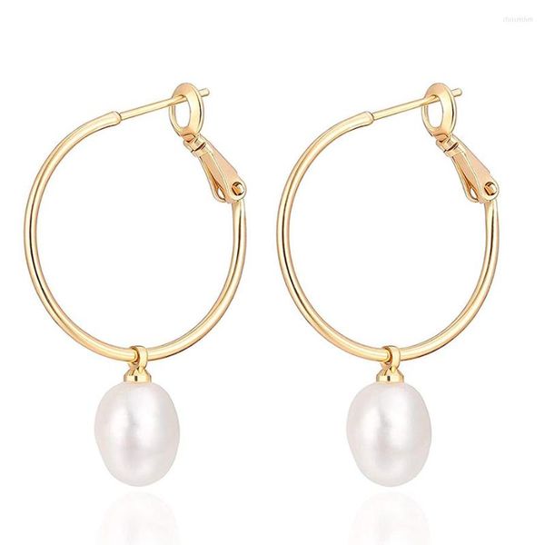 Orecchini a cerchio 2023 gioielli di moda coreani placcati in oro fatti a mano Karma Circle Pearl Huggie per accessori per ragazze da donna