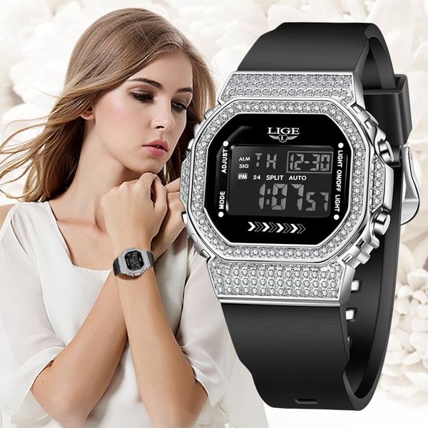 Avanadores de punho Moda Mulheres Relógio Eletrônico Assista à prova d'água Bracelet Wristwatch Quartz calendário Lady Relógios Data Relógio Relogio femininowristwatc