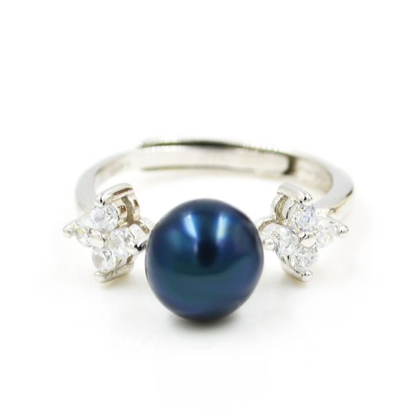 Impostazioni di gioielli S925 Accessori per anelli in argento sterling Montaggio all'ingrosso di perle Fiore di zircone fine regolabile Ps Dhbk4