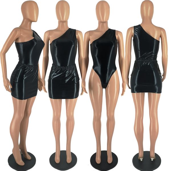 2023 Set di abiti firmati Abiti estivi Donna Tute monospalla e gonna aderente Set di due pezzi Abbigliamento luminoso Articoli sfusi 9302