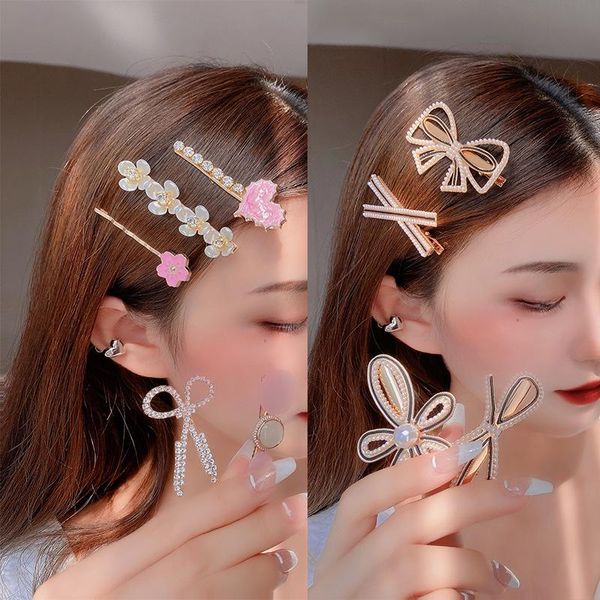 Clipes de cabelo Barrettes Pérola de cristal de pérola Conjunto de acrílico para mulheres Retro Geométrico Acessórios para meninas da moda Jóia de moda