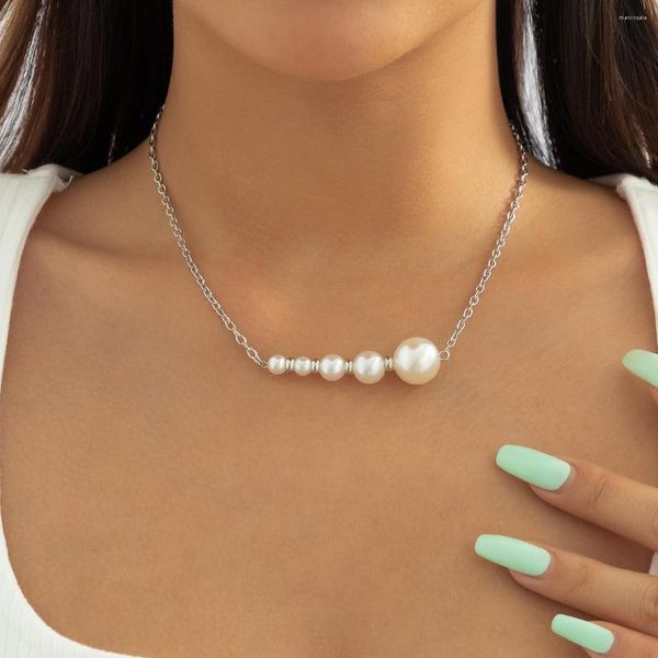 Подвесные ожерелья пластиковая/смола имитация жемчужина женское ожерелье ювелирные изделия однослойные коротки