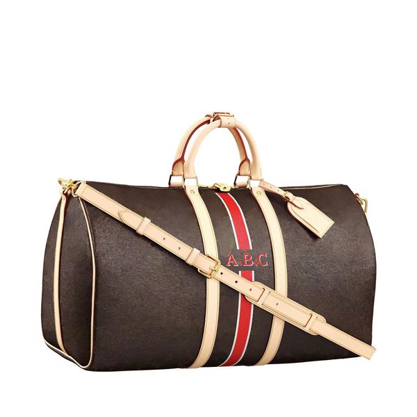 Bolsas de lona de luxo l marca designer bolsa de viagem série clássica Kepall mochila opcional listra personalizada cor inicial 45 50 55 tamanho com embalagem de caixa de presente original