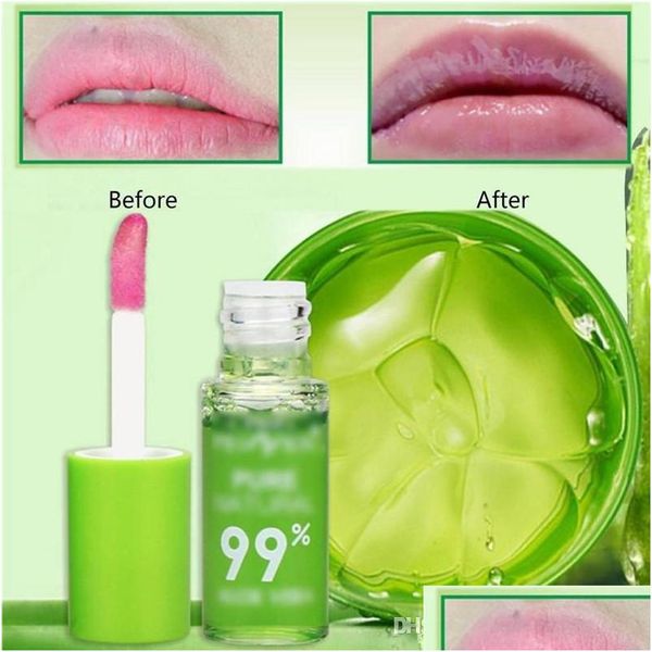 Bálsamo para os lábios Proteção de lábios Lips Lipgloss Women Aloe Vera Planta transparente Hidratante natural Hidratante maquiagem brilhante D. Dhal0