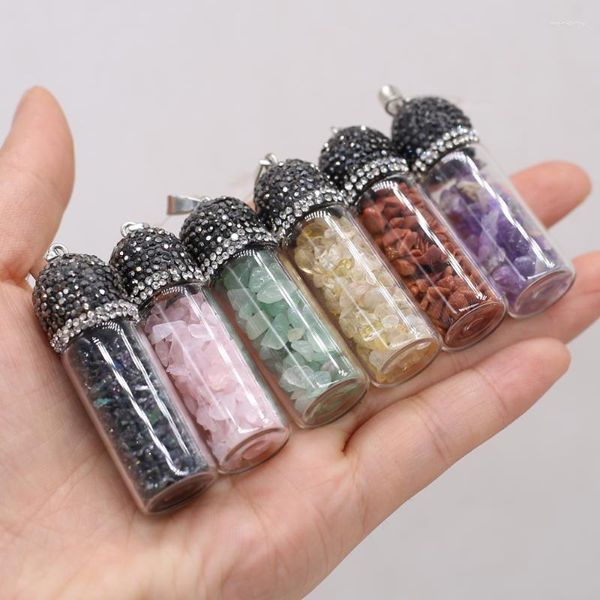 Anhänger Halsketten Großhandel 8 stücke Natürliche Halbedelstein Quarz Runde Perle Flasche Herstellung DIY Halskette Schmuck Geschenk Morr22