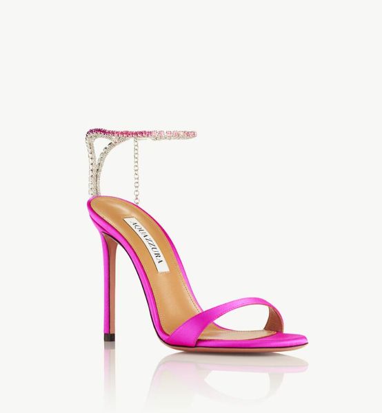 Знаменитый дизайн ледяной сандал лодыжка бретелька Aquzura High Heels Sandals Walking Sward Wamps 34-43