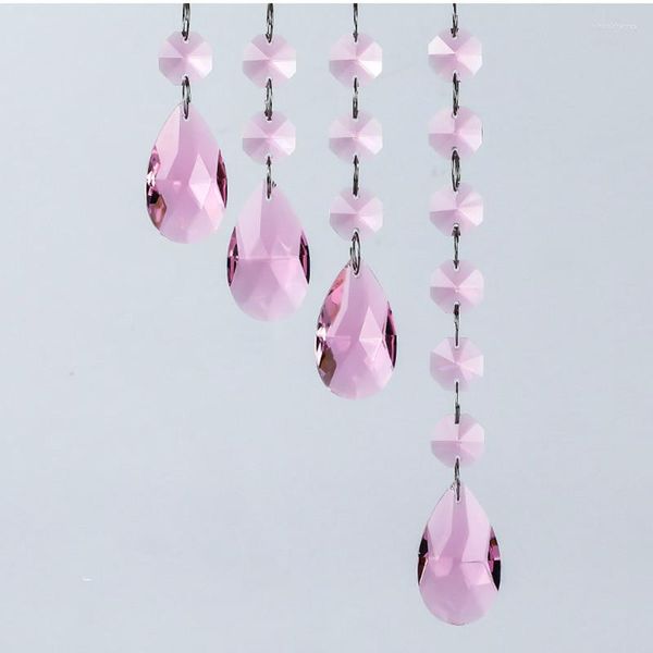 Kronleuchter Kristall 10 stücke Top Qualität Rosa Achteck Perlen Mit 38 MM Glas Anhänger Für Lampe Teil Haus Garten dekoration