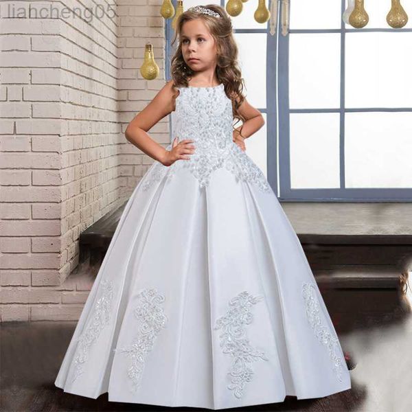 Besondere Anlässe Weiße lange Brautjungfer Kinderkleidung Mädchen Paillettenkleid Party Hochzeit Abendkleidung Kinder Prinzessin Ballkleid 10 12 13 Jahre W0221