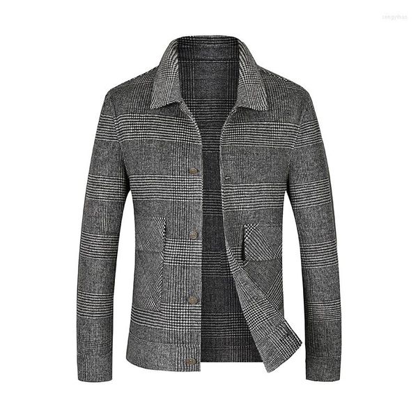 Männer Jacken Winter Jacke Kleidung Koreanische 2023 Herbst Und Mode Plaid Business Casual männer Wolle Oberbekleidung Mäntel