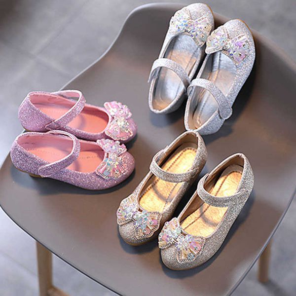 Sandals Kids Realize sapatos de couro de princesa para meninas Butterfly Knot dance Casamentos para crianças sapatos de salto alto sandálias de meninas CSH1266 R230220