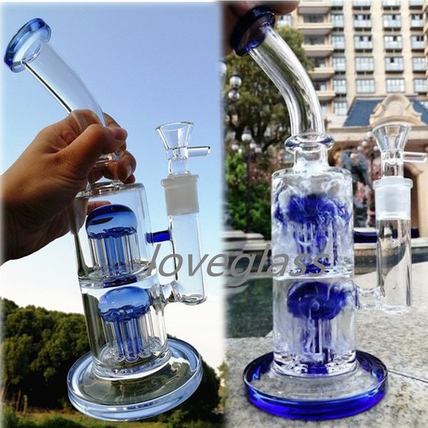 Double Tree Perc Percolator Wasserpfeife Wasserpfeifen Raucherzubehör Glas Wasserbongs berauschende Glas-Rigs Shisha mit 14-mm-Gelenk