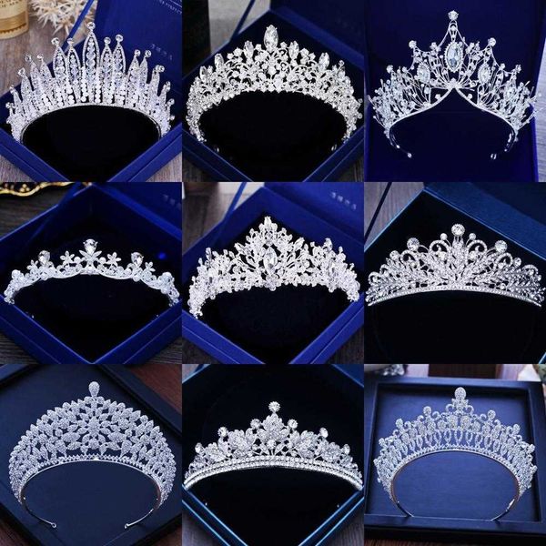 Tiaras Çeşitli Gümüş Altın Renk Kristal Kraliyetler Gelin Tiara Moda Kraliçesi Düğün Taç Başlık Düğün Saç Takı Aksesuarları Z0220