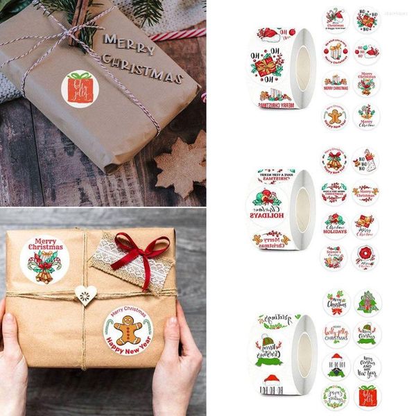 Hediye Sargısı 500 PCS Hediyeler Kutu Paket Sızdırmazlık Çıkartmaları Merry Noel Şeker Çantası Etiketler El yapımı düğün dekor parti malzemeleri