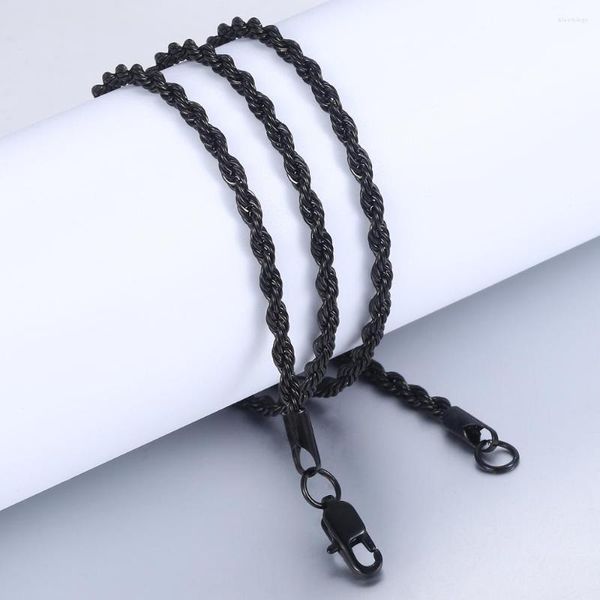 Catene da 3 mm di larghezza Catena da uomo Tono nero Collana in corda in acciaio inossidabile per uomo Accessori per gioielli da ragazzo KN403