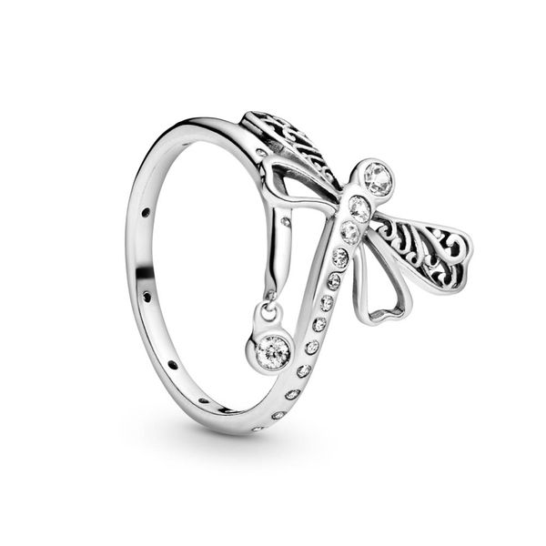 Проливное кольцо Dragonfly Ring Authentic Sterling Silver для Pandora CZ Diamond Wedding Designer Jewelry for Women Grives Gift Luxury Rings с оригинальной коробкой