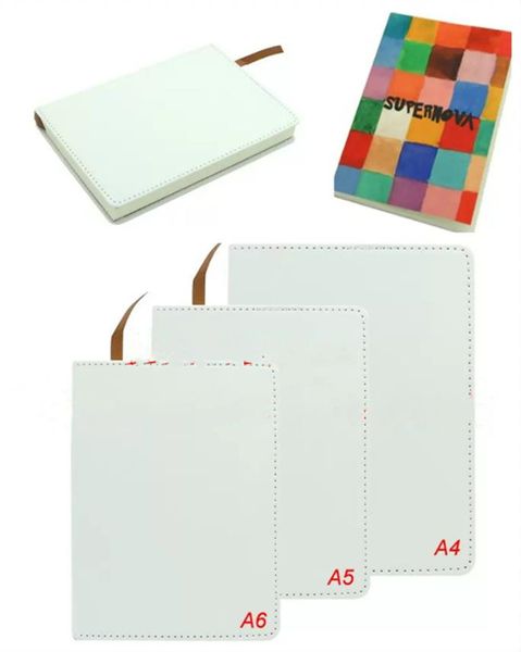 Sublimazione notebook bianco A5 A6 Sublimazione PU Custodia in pelle Superficie morbida Notebook Stampa a trasferimento caldo Materiali di consumo vuoti fai-da-te