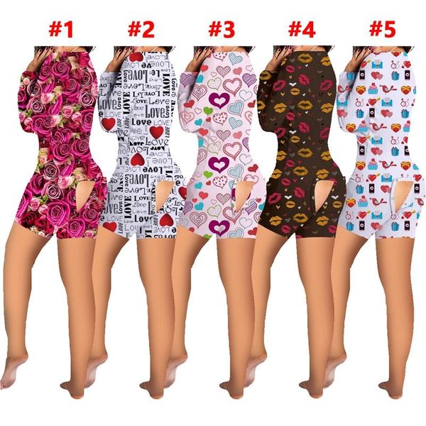 Pijamas femininos de macacões de macacões do dia dos namorados para mulheres adultas com o macacão adulto com roupas de dormir sexy de uma peça