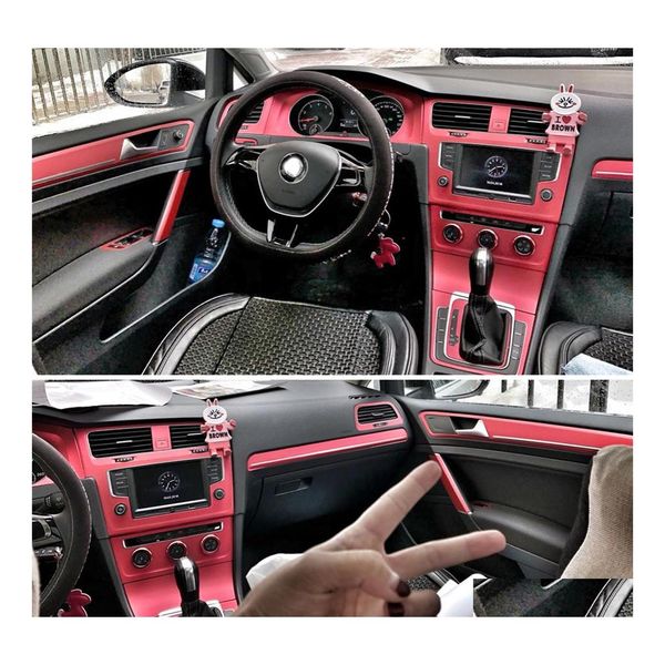 Autoaufkleber Innenarchitektur rot Kohlefaserschutz Fibra Abziehbilder Styling für VW Golf 7 Mk7 GTI Accessoires Drop Lieferung Mobile Dhxgg