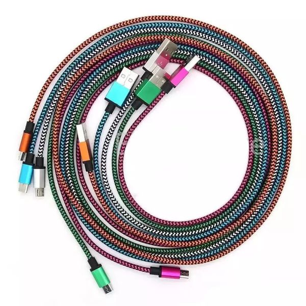 Tipo C USB 3.1 para S20, NOTA20 Fabric Nylon Braid Micro USB Cable Lead Canchenet Metal Connector Chave