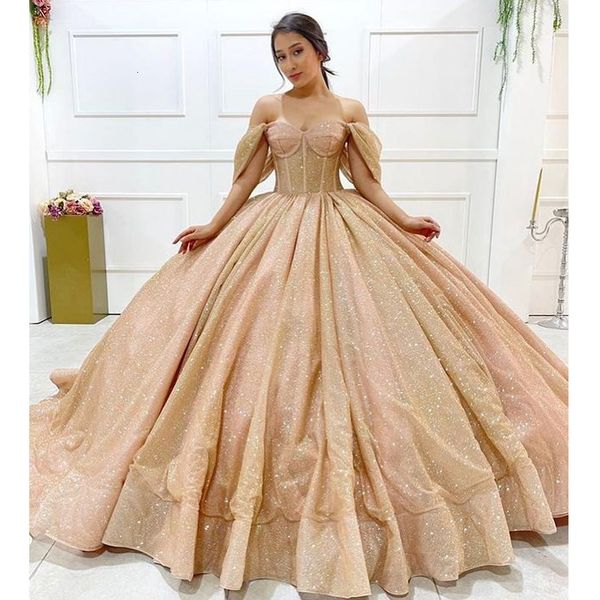 Partykleider Champagner Ballkleid Quinceanera Sweetheart Prom Abschlusskleider Schnürkorsett Prinzessin Sweet 15 16 Kleid Vestidos 230221