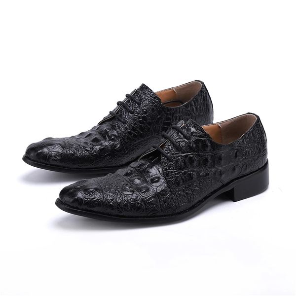 Siyah taş desen iş ofis erkekleri oxford ayakkabıları gerçek deri brogue ayakkabıları dantel yukarı resmi ayakkabılar ayakkabı