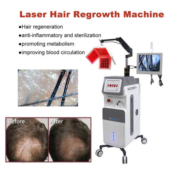 Laser a diodi multifunzionale per la ricrescita dei capelli 650nm con macchina fotografica per analisi della pelle Anti crescita dei capelli Macchina per pettine laser freddo per il trattamento della caduta dei capelli