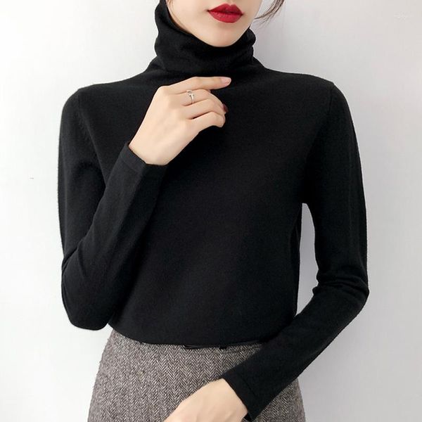 Maglioni da donna Dudui Collo alto Maglione nero Bottoming Stile femminile 2023 Maglia sottile ispessita straniera