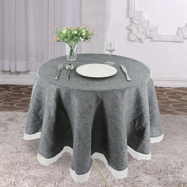 Tischdecke 1PC Runde Hochzeit Abdeckung Imitieren Leinen Spitze Tischdecke Nordic Tee Kaffee Tischdecken Home Küche Dekor