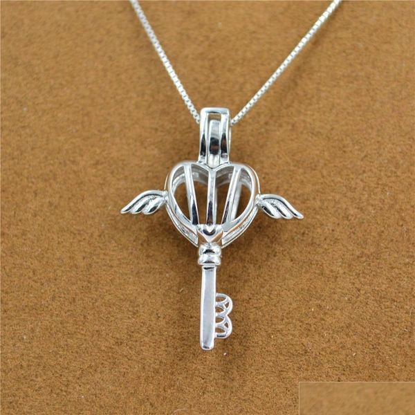 Установки ювелирных изделий Crossborder Продажа Ball Cage Pendant Diy аксессуары S925 стерлинг Sier Angel Magic Box Movel Dh3gv